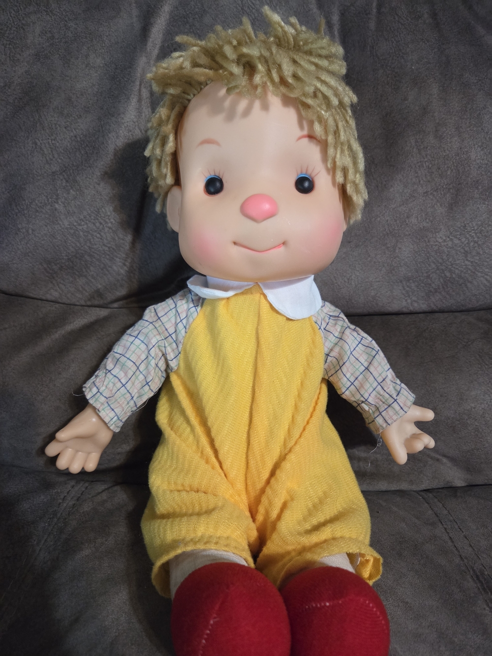 1980s Komfy Kids Astra Trading Yarn Hair Boy Doll Plush Toy 15"